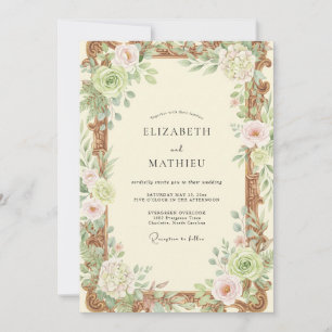 Convite Casamento de Flores Silvestres Creme de Cobre