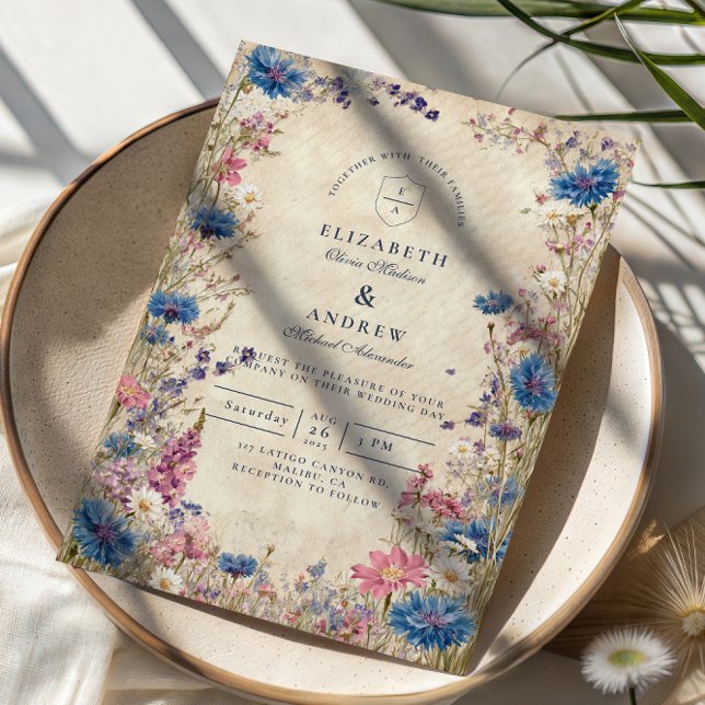 Convite Casamento de Flores Silvestres da Primavera Românt (Criador carregado)