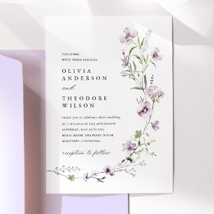 Convite Casamento de Flores Silvestres de Lavanda
