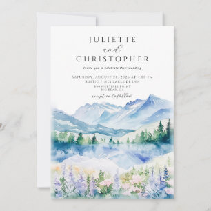 Convite Casamento de Flores Silvestres de Montanha em Aqua