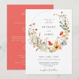 Convite Casamento de Flores Silvestres de Verão Tudo em Um