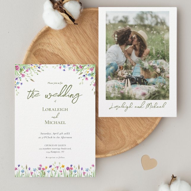 Convite Casamento de flores silvestres do Chic Modern (Criador carregado)