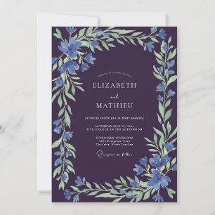 Convite Casamento de Flores Silvestres e Ameixa Cornflower