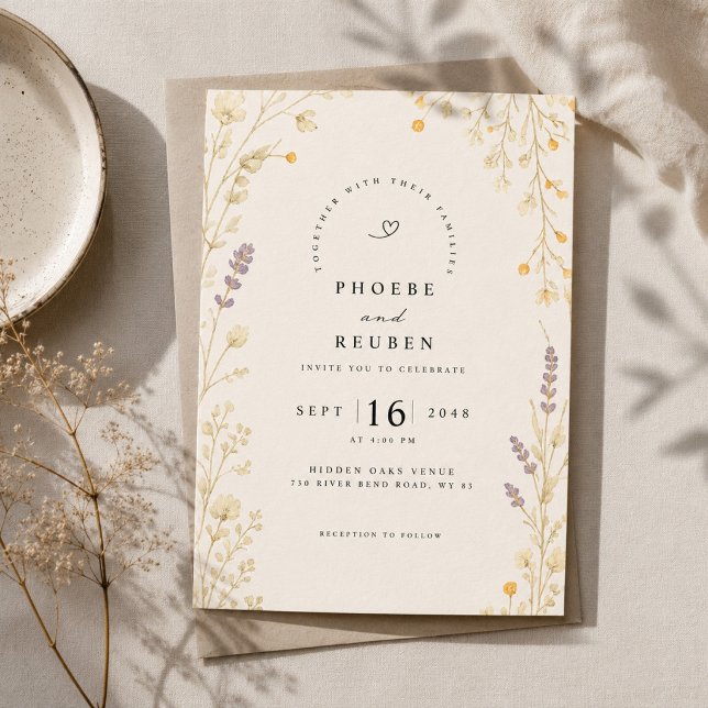 Convite Casamento de Flores Silvestres Elegantes (Criador carregado)