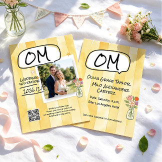 Convite Casamento de flores silvestres em aquarela amarelo