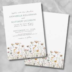 Convite Casamento de Flores Silvestres em Aquarela Botânic