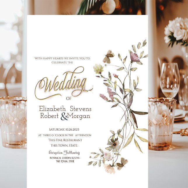 Convite Casamento de Flores Silvestres em Aquarela Caprich (Criador carregado)