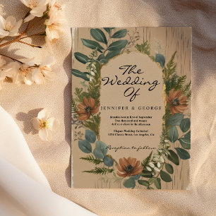 Convite Casamento de flores silvestres em verde rústico