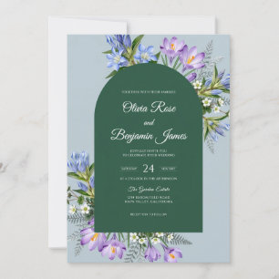 Convite Casamento de Flores Silvestres Lavanda Slate