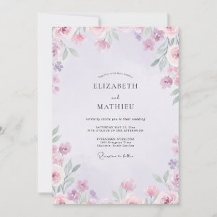 Convite Casamento de Flores Silvestres Lilás Sage