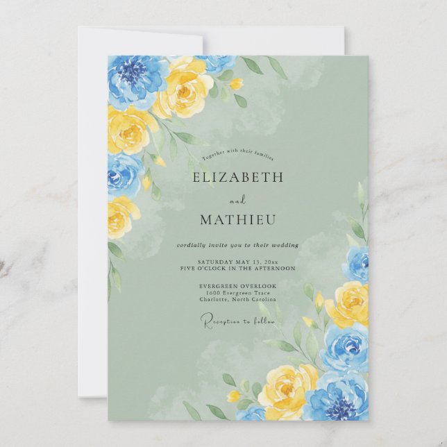 Convite Casamento de Flores Silvestres Manteiga de Centáur (Frente)