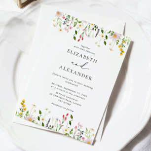 Convite Casamento de Flores Silvestres Minimalista Elegant
