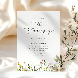 Convite Casamento de flores silvestres minimalista elegant