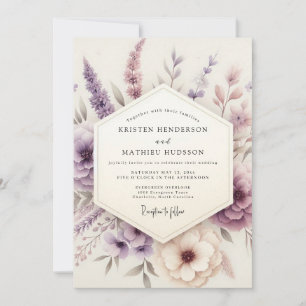 Convite Casamento de Flores Silvestres Pastel Lavanda
