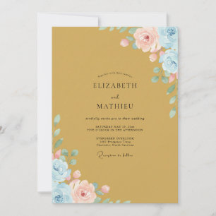 Convite Casamento de Flores Silvestres Pintadas a Ouro
