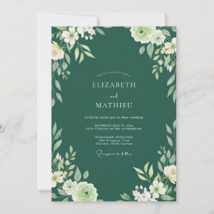 Convite Casamento de Flores Silvestres Pintadas na Florest