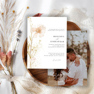 Convite Casamento de Flores Silvestres Pressionadas Românt