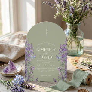 Convite Casamento de Flores Silvestres Sage
