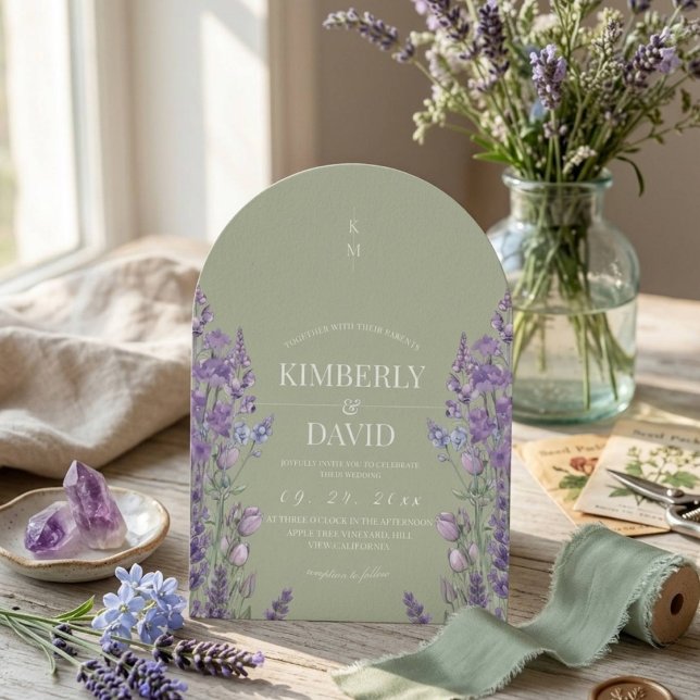 Convite Casamento de Flores Silvestres Sage (Criador carregado)