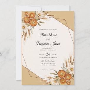 Convite Casamento de Flores Silvestres Secas Âmbar