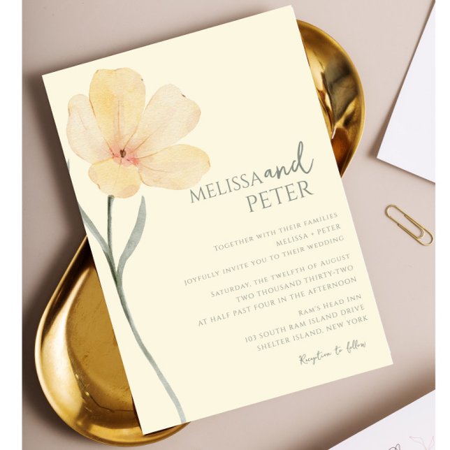 Convite Casamento de Flores Silvestres Verde e Branco Sage (Criador carregado)