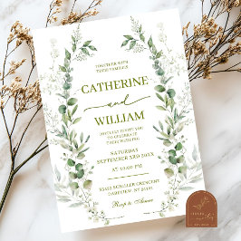 Convite Casamento de Flores Silvestres Verdes