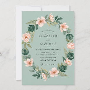 Convite Casamento de Flores Silvestres Verdes e Arejados d
