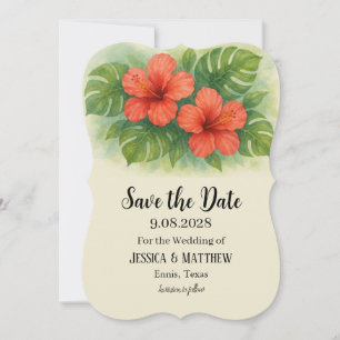 Convite Casamento de Flores Tropicais de Hibiscus Beach