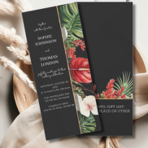 Casamento de flores tropicais e folhas de cor d'ág