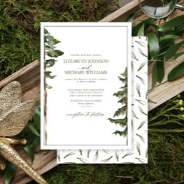 Convite Casamento de Floresta de Pinheiros Verdes Rústicos