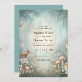 Convite Casamento de Floresta Encantada de Teal e Peach