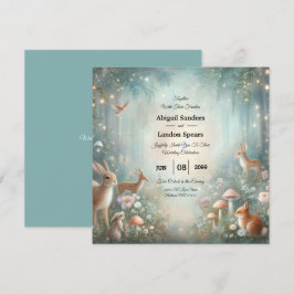 Convite Casamento de Floresta Encantada de Teal e Peach