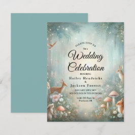 Convite Casamento de Floresta Encantada de Teal e Peach