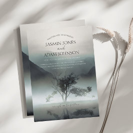 Convite Casamento de Floresta Estética de Montanha Escura 