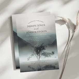 Convite Casamento de Floresta Estética de Montanha Escura 