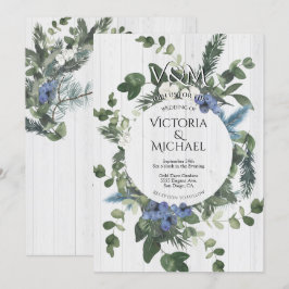 Convite Casamento de Floresta Floral e Pinheira de Madeira