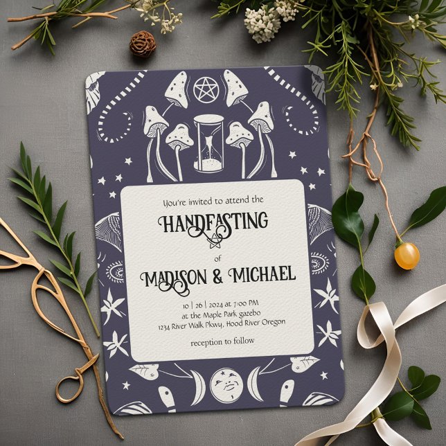 Convite Casamento de Floresta Mágica com Cerimônia Celta d (Celtic Handfasting ceremony alternative wedding invitations with enchanting forest elements)