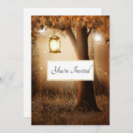 Convite Casamento de Floresta Mágica com Luzes de Fada