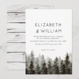 Convite Casamento de Floresta Paine Rustic, de Linda Water
