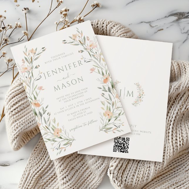 Convite Casamento de Floresta Selvagem Rosa-Rosa Elegante  (Criador carregado)