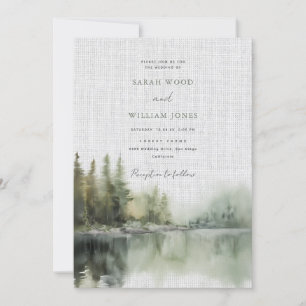 Convite Casamento de floresta verde-verde-romântica