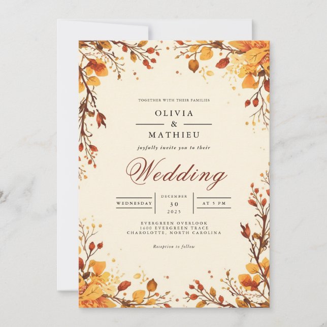 Convite Casamento de Flourish Branch Autumnal (Frente)