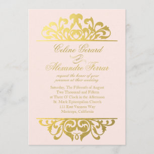 Convite Casamento de Flourish Flourish Glam Gold  ouro blu