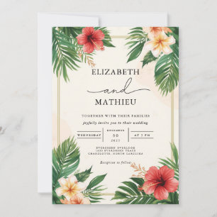 Convite Casamento de Flourish Frond Bloom Tropical