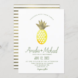 Convite Casamento de Foil Tropic Faux Pineapple Pina