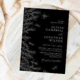 Convite Casamento De Folgas Mínimas Modernas Pretas E Bran