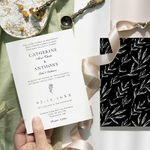 Convite Casamento de Folha Clássica Elegante Cristã Mini