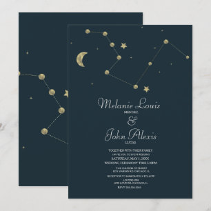 Convite Casamento de Folha de Ouro da Constelação Moderna 