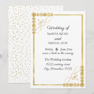 Convite Casamento de Folha de Ouro Elegante