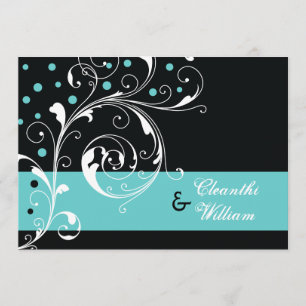 Convite Casamento de folha de rolagem floral elegante, cas